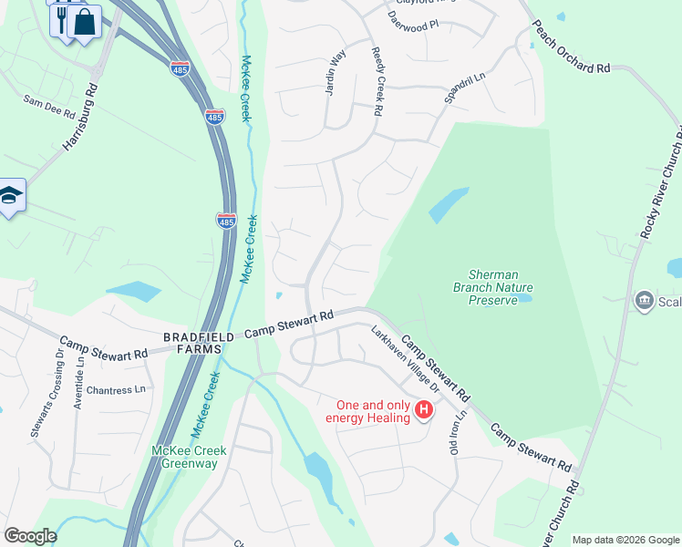 map of restaurants, bars, coffee shops, grocery stores, and more near 4441 Laurel Twig Court in Charlotte