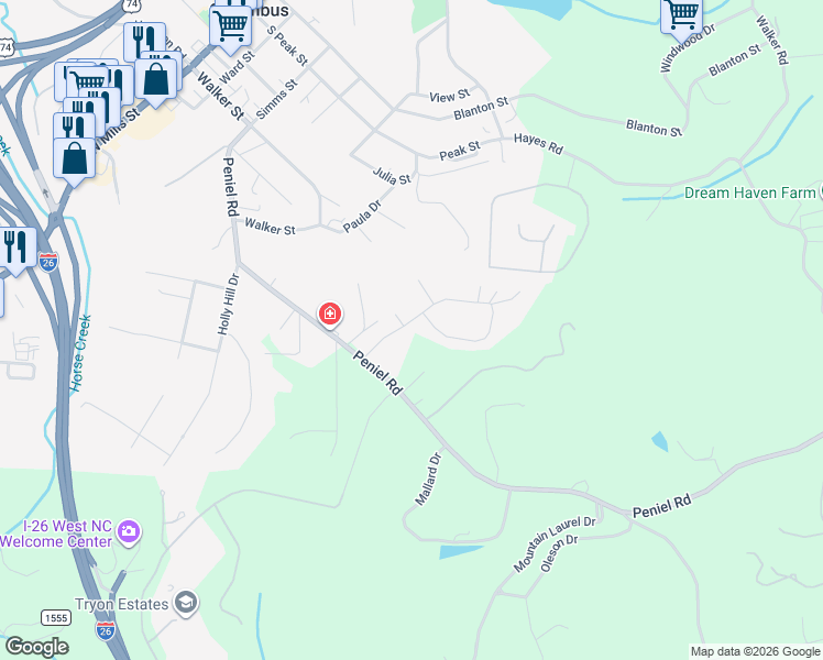map of restaurants, bars, coffee shops, grocery stores, and more near 126 Meadowlark Lane in Columbus