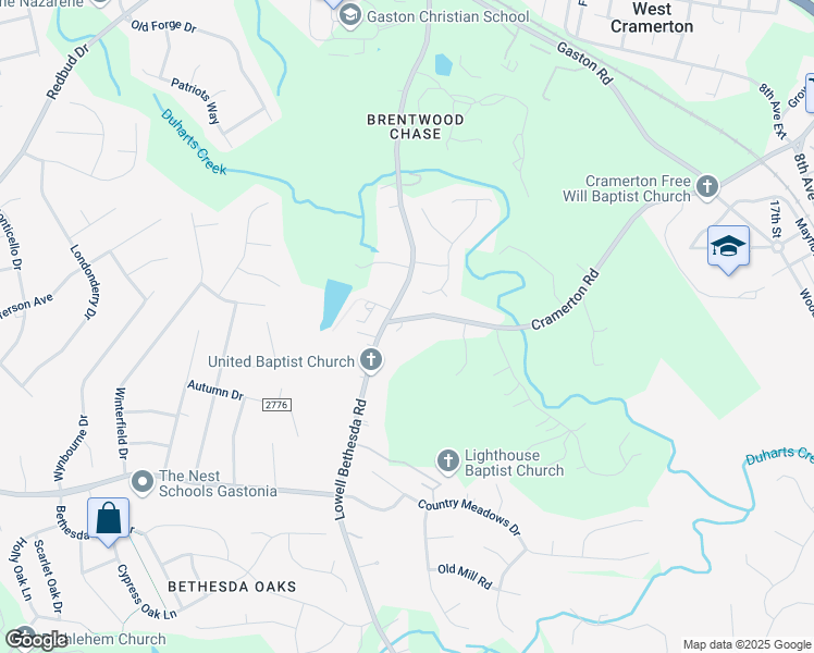 map of restaurants, bars, coffee shops, grocery stores, and more near 541 Cramerton Road in Gastonia