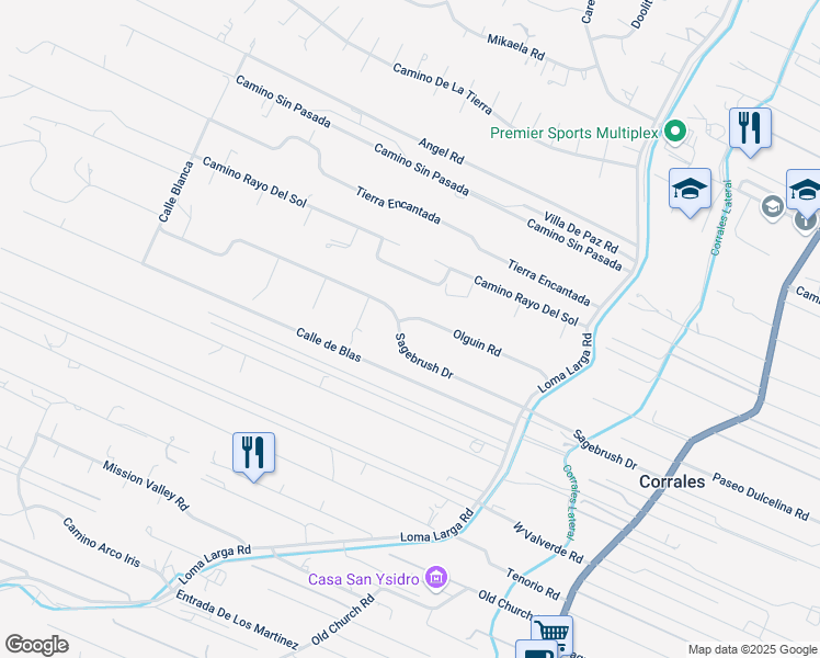 map of restaurants, bars, coffee shops, grocery stores, and more near 332 Olguin Road in Corrales