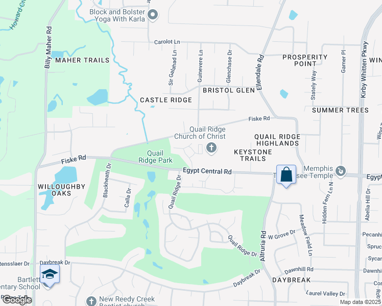 map of restaurants, bars, coffee shops, grocery stores, and more near 6360 Quail Glen Court in Memphis