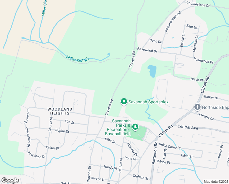 map of restaurants, bars, coffee shops, grocery stores, and more near Cravens Road in Savannah