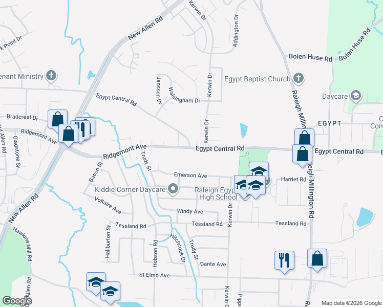 map of restaurants, bars, coffee shops, grocery stores, and more near 3845 Ridgemont Avenue in Memphis