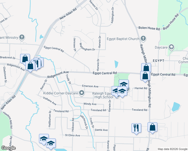 map of restaurants, bars, coffee shops, grocery stores, and more near 3845 Ridgemont Avenue in Memphis
