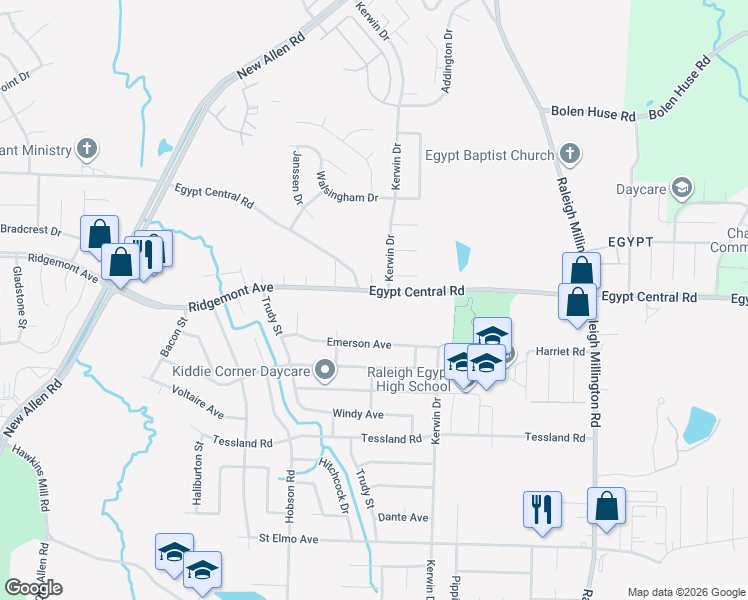 map of restaurants, bars, coffee shops, grocery stores, and more near 3845 Ridgemont Avenue in Memphis