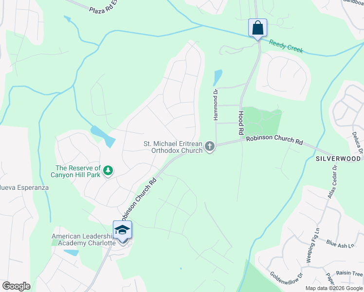 map of restaurants, bars, coffee shops, grocery stores, and more near 1020 Culver Spring Way in Charlotte
