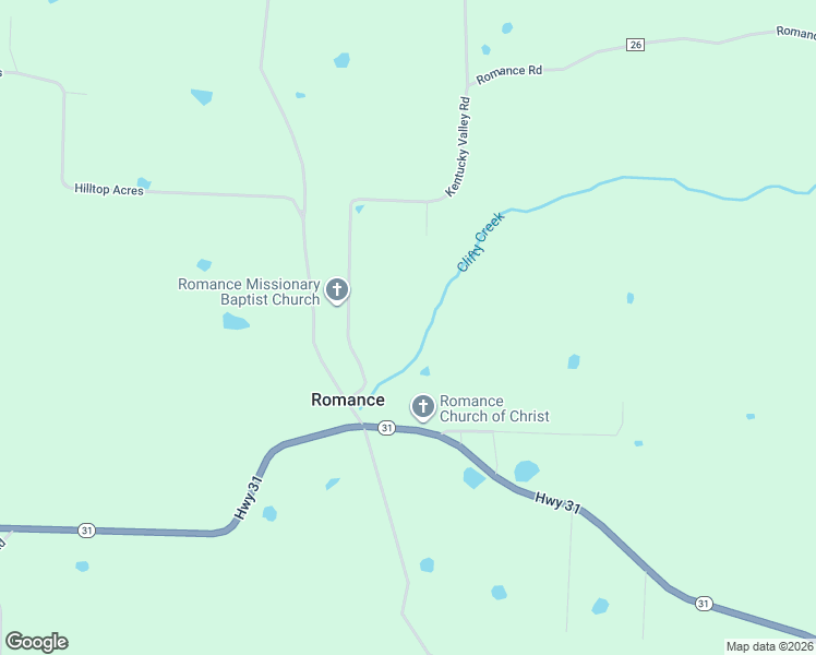 map of restaurants, bars, coffee shops, grocery stores, and more near 289 Highway 31 in Romance