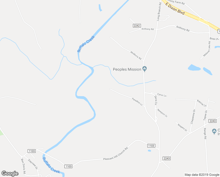 map of restaurants, bars, coffee shops, grocery stores, and more near 220 Paradise Lane in Kings Mountain