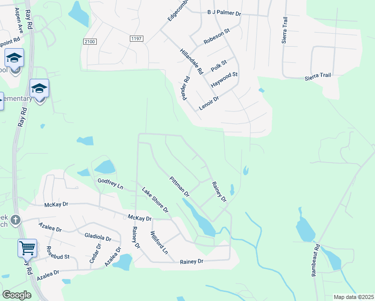map of restaurants, bars, coffee shops, grocery stores, and more near 1221 Rainey Drive in Spring Lake