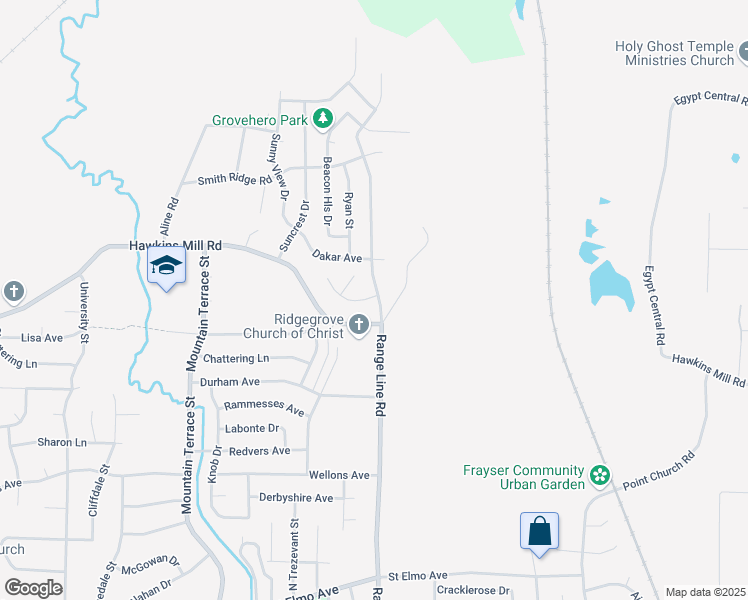 map of restaurants, bars, coffee shops, grocery stores, and more near 2642 Hawkins Mill Road in Memphis