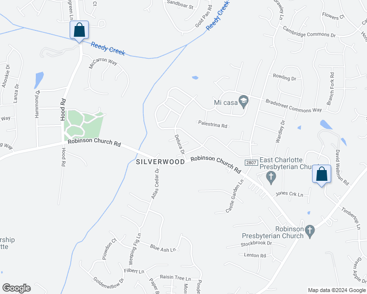 map of restaurants, bars, coffee shops, grocery stores, and more near 7602 Galvin Street in Charlotte