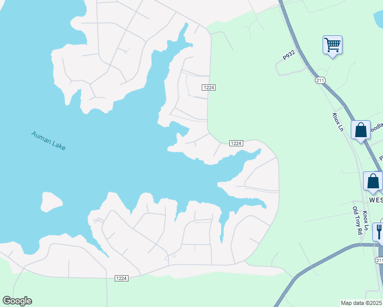 map of restaurants, bars, coffee shops, grocery stores, and more near Betz Court in Seven Lakes
