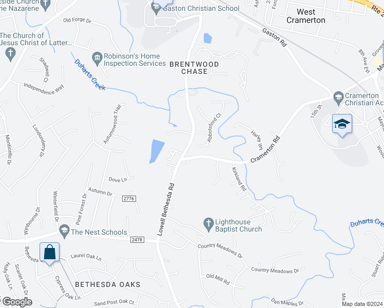 map of restaurants, bars, coffee shops, grocery stores, and more near 541 Cramerton Road in Gastonia