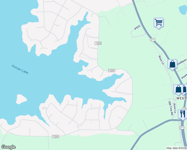 map of restaurants, bars, coffee shops, grocery stores, and more near Betz Court in Seven Lakes