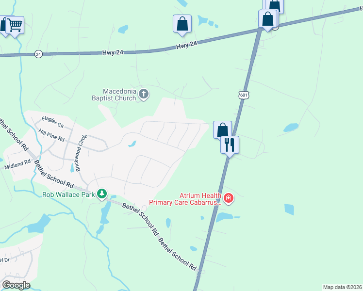 map of restaurants, bars, coffee shops, grocery stores, and more near 3822 Hill Pine Road in Midland