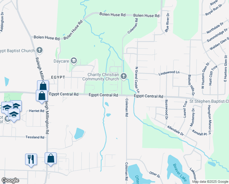 map of restaurants, bars, coffee shops, grocery stores, and more near 4419 Pecan Forest Court in Memphis