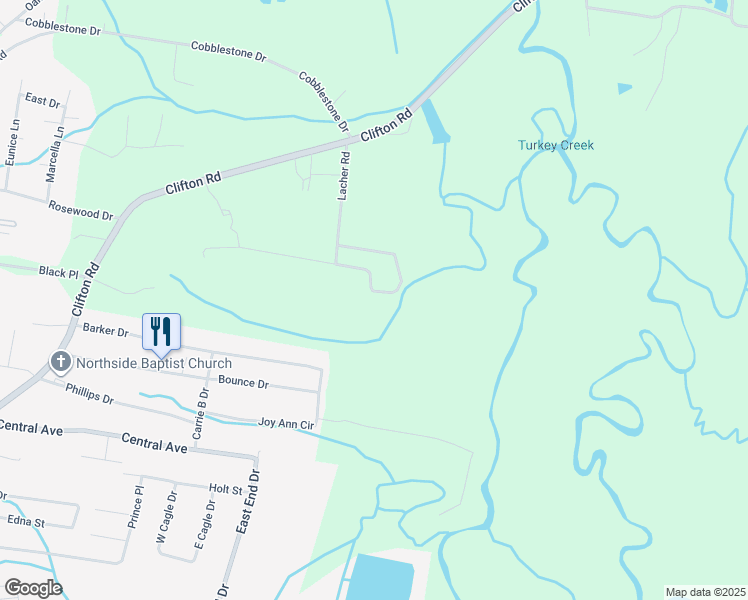 map of restaurants, bars, coffee shops, grocery stores, and more near 25 Kerr Farms Lane in Savannah
