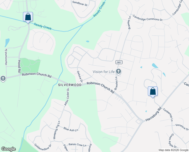 map of restaurants, bars, coffee shops, grocery stores, and more near 9511 Hamel Street in Charlotte