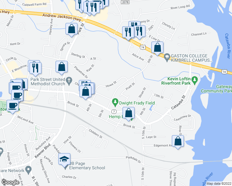 map of restaurants, bars, coffee shops, grocery stores, and more near 206 6th Street in Belmont