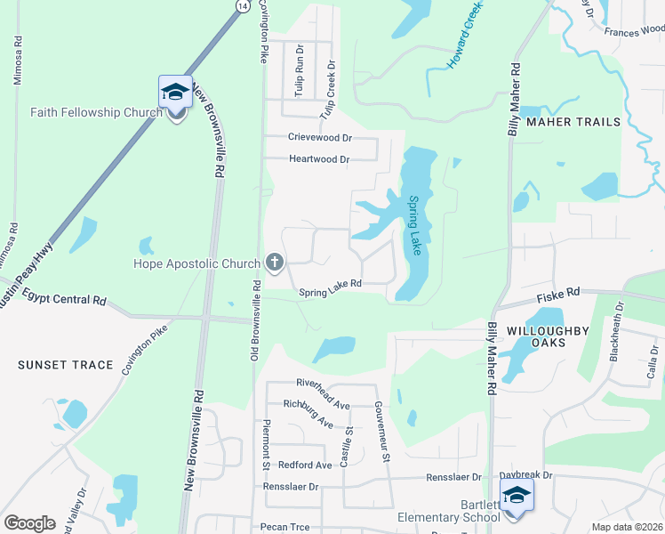 map of restaurants, bars, coffee shops, grocery stores, and more near 5730 Green Valley Road in Memphis