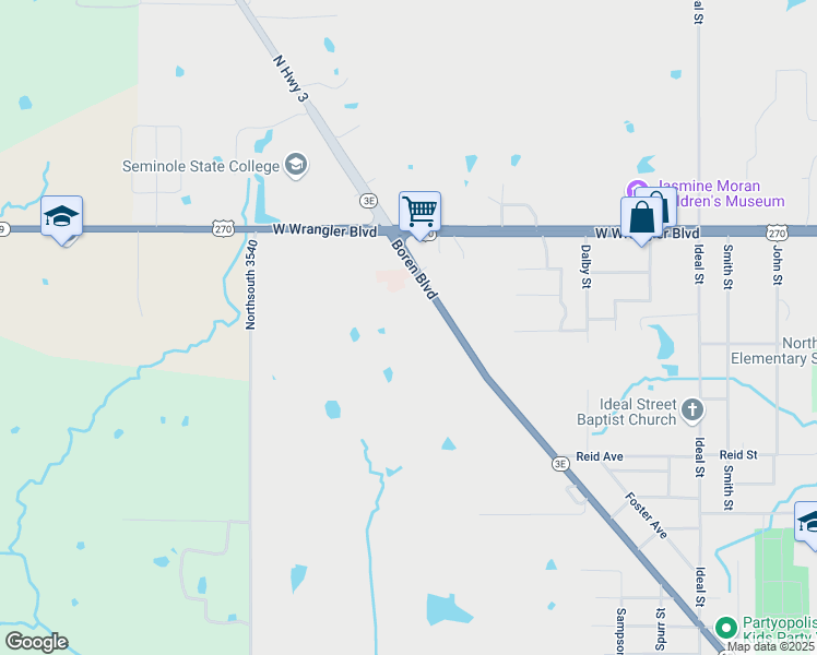 map of restaurants, bars, coffee shops, grocery stores, and more near 2205 Boren Boulevard in Seminole