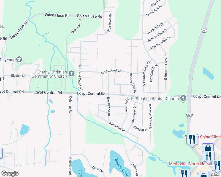 map of restaurants, bars, coffee shops, grocery stores, and more near 4308 Rosswood Drive in Memphis