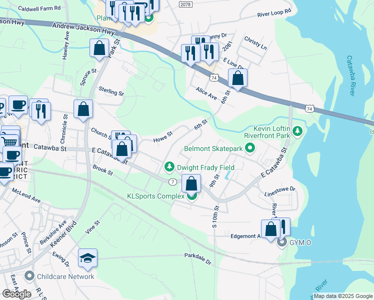 map of restaurants, bars, coffee shops, grocery stores, and more near 119 Pratt Street in Belmont