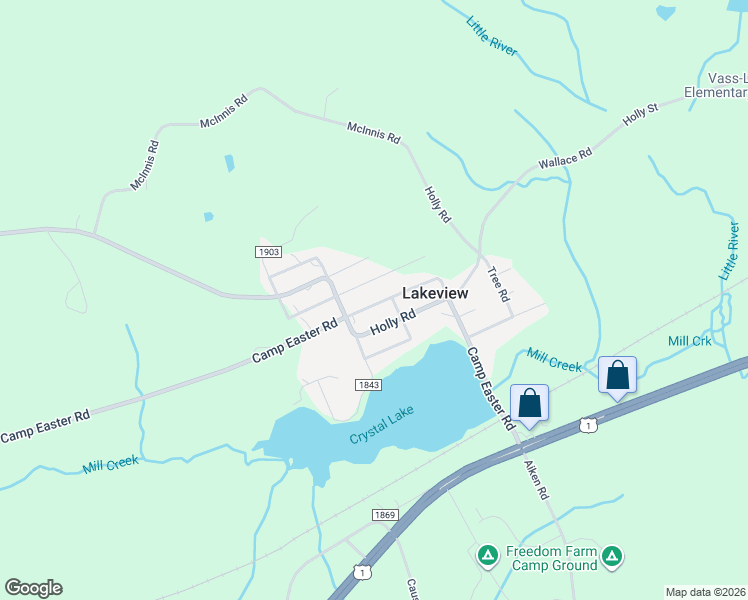 map of restaurants, bars, coffee shops, grocery stores, and more near 422 Camp Easter Road in Lakeview