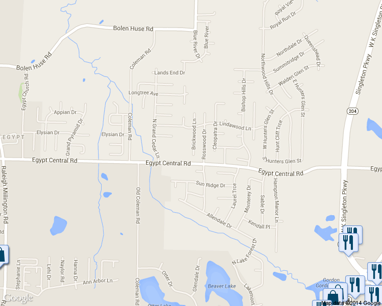 map of restaurants, bars, coffee shops, grocery stores, and more near 4325 Brickwood Lane in Memphis