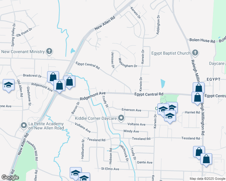 map of restaurants, bars, coffee shops, grocery stores, and more near 3754 Ridgemont Road in Memphis