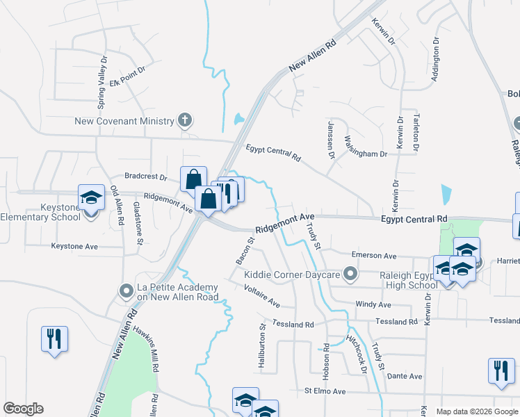 map of restaurants, bars, coffee shops, grocery stores, and more near 3618 Trudy Cove in Memphis