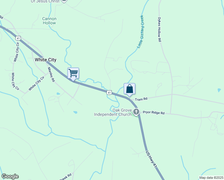 map of restaurants, bars, coffee shops, grocery stores, and more near 110 Meeks Road in Tracy City