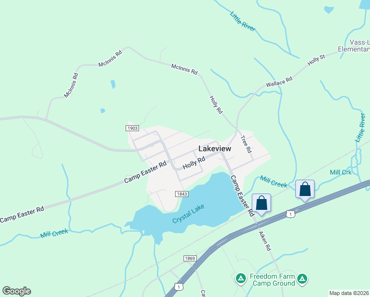 map of restaurants, bars, coffee shops, grocery stores, and more near 422 Camp Easter Road in Lakeview