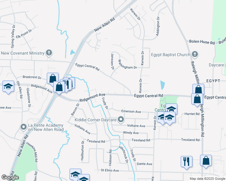 map of restaurants, bars, coffee shops, grocery stores, and more near 3754 Ridgemont Avenue in Memphis