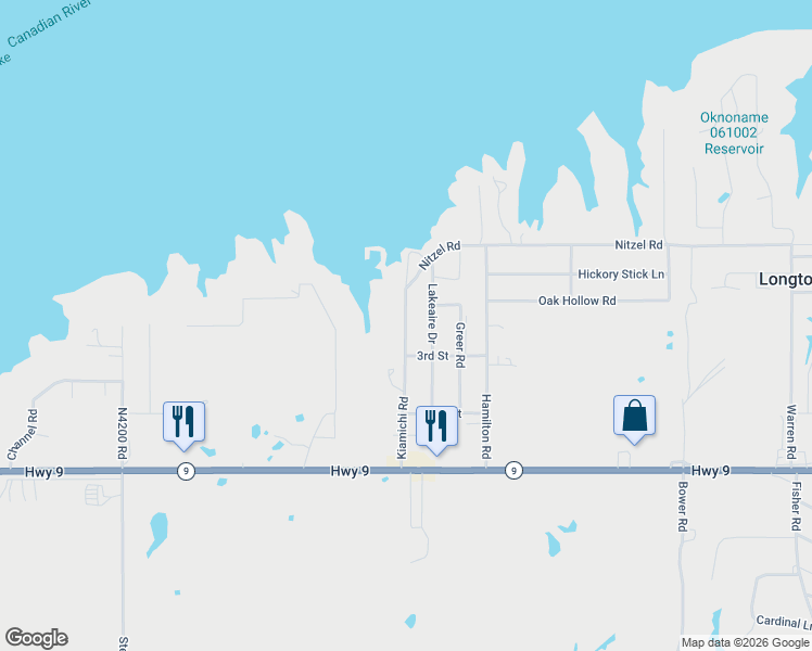 map of restaurants, bars, coffee shops, grocery stores, and more near 197 Lakeaire Drive in Eufaula