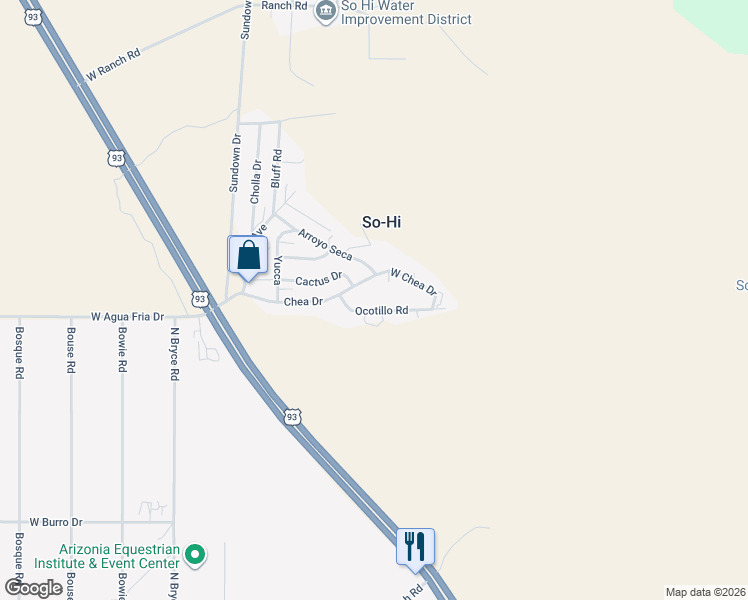 map of restaurants, bars, coffee shops, grocery stores, and more near 3325 Ocotillo Rd in Golden Valley