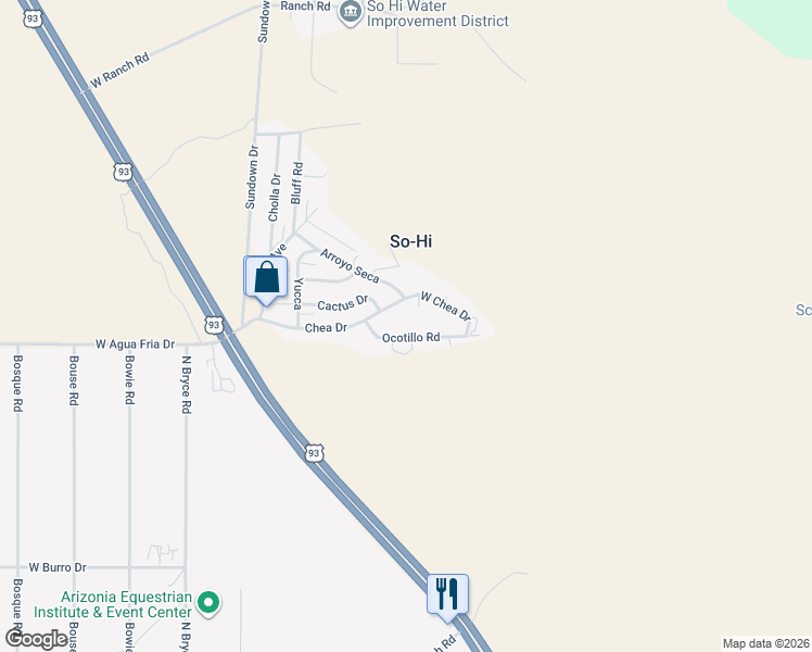 map of restaurants, bars, coffee shops, grocery stores, and more near 3325 Ocotillo Rd in Golden Valley