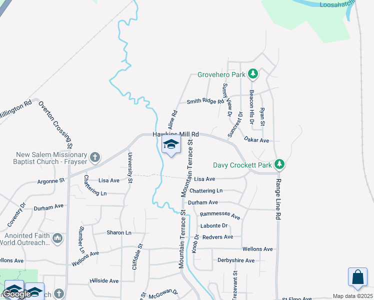 map of restaurants, bars, coffee shops, grocery stores, and more near 4327 Mountain Terrace Street in Memphis