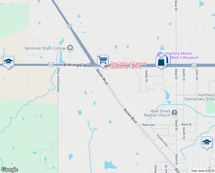 map of restaurants, bars, coffee shops, grocery stores, and more near 2201 Boren Boulevard in Seminole