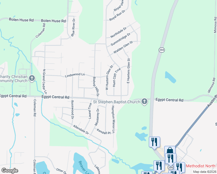 map of restaurants, bars, coffee shops, grocery stores, and more near 4337 West Hunters Glen Street in Memphis