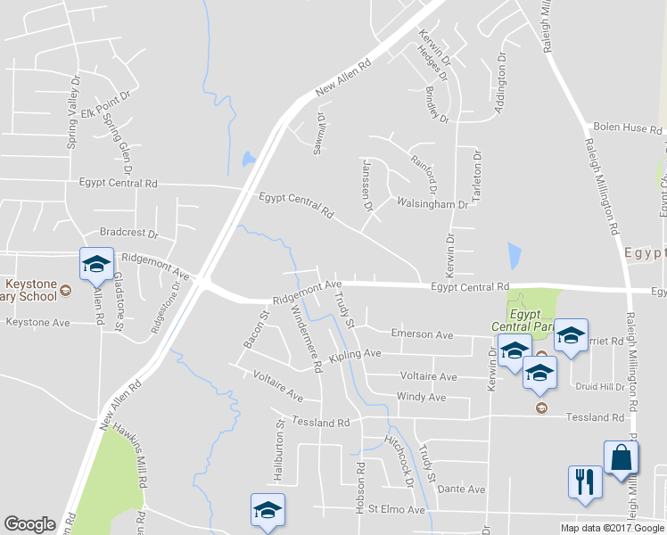 map of restaurants, bars, coffee shops, grocery stores, and more near 3704 Ridgemont Avenue in Memphis
