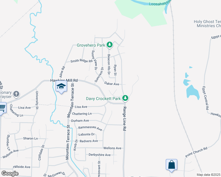 map of restaurants, bars, coffee shops, grocery stores, and more near 2564 Davey Drive in Memphis