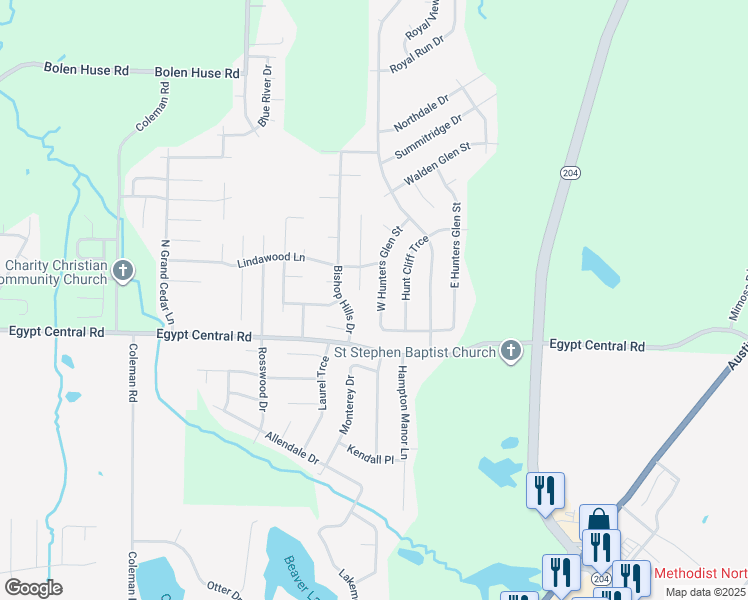 map of restaurants, bars, coffee shops, grocery stores, and more near 4337 W Hunters Glen St in Memphis