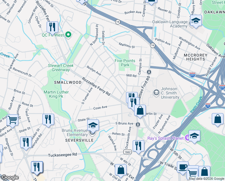 map of restaurants, bars, coffee shops, grocery stores, and more near in Charlotte
