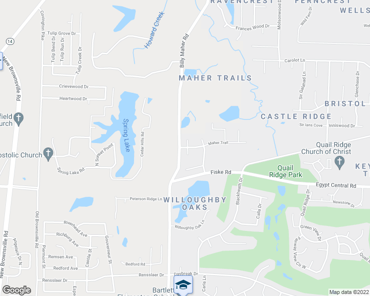 map of restaurants, bars, coffee shops, grocery stores, and more near 5983 Maher Trail in Bartlett