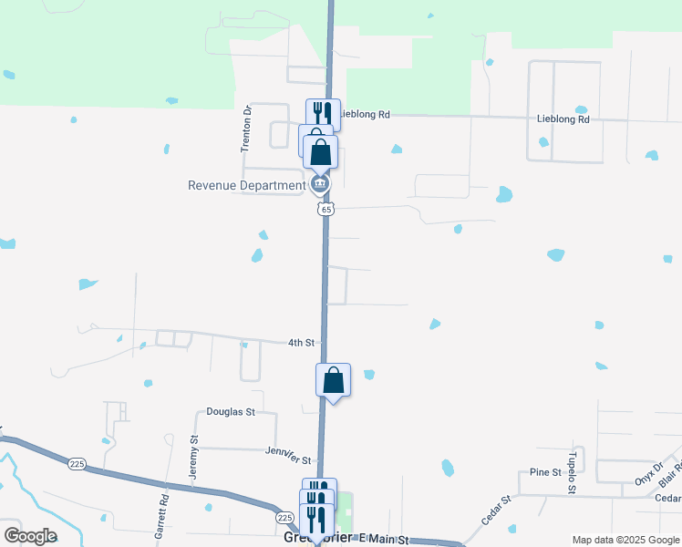 map of restaurants, bars, coffee shops, grocery stores, and more near 5 Charlotte Drive in Greenbrier