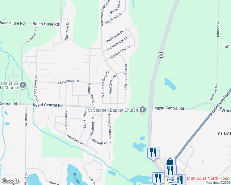 map of restaurants, bars, coffee shops, grocery stores, and more near 4334 Hunt Cliff Trce in Memphis