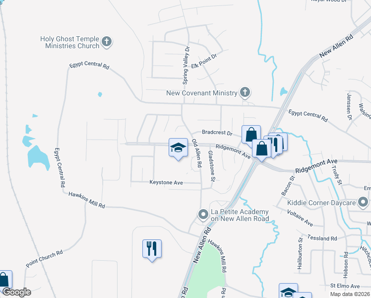 map of restaurants, bars, coffee shops, grocery stores, and more near 3331 Ridgemont Avenue in Memphis