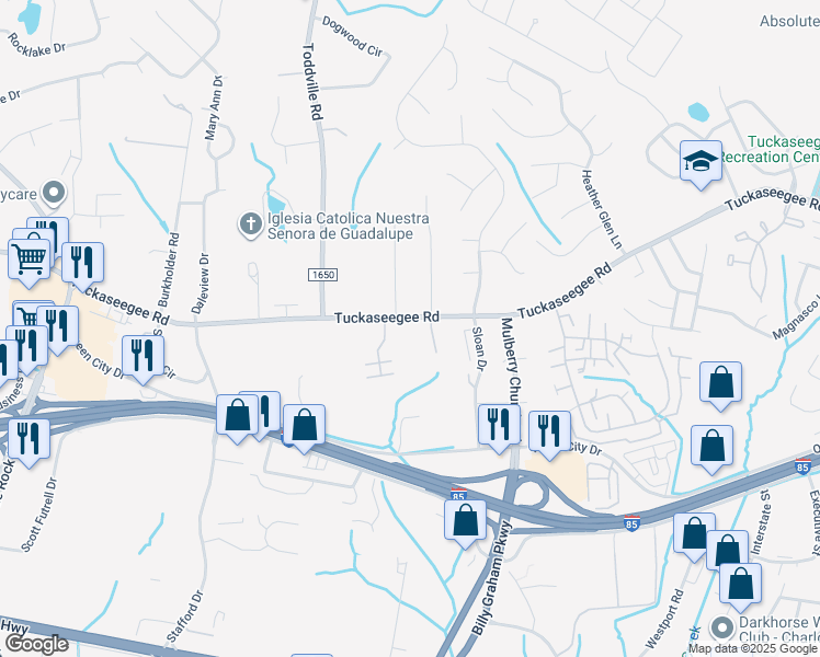 map of restaurants, bars, coffee shops, grocery stores, and more near 5911 Tuckaseegee Road in Charlotte