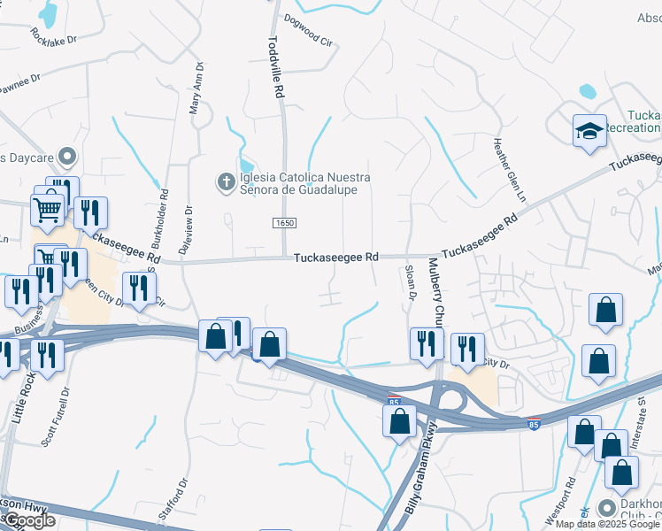 map of restaurants, bars, coffee shops, grocery stores, and more near 6007 Tuckaseegee Road in Charlotte